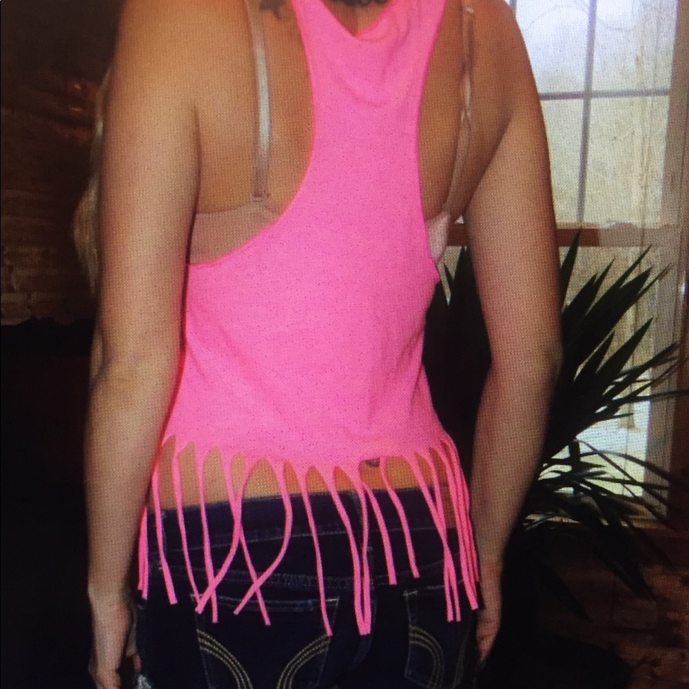 Vs pink M cropped fringe tank top - Picture 3 of 5